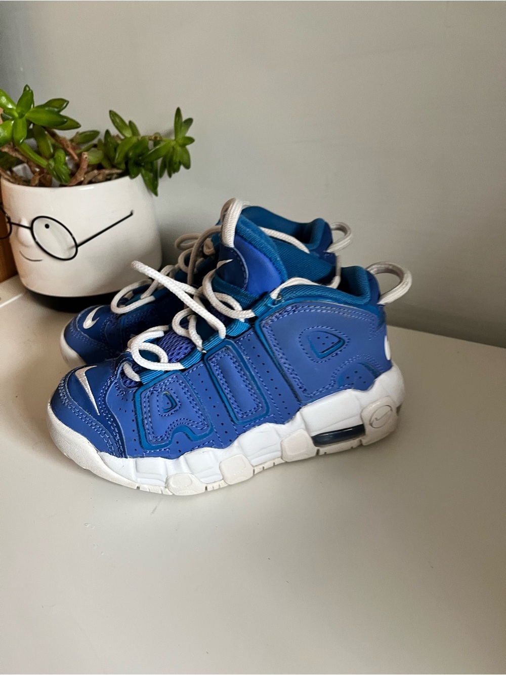 Kids Nike Air More Uptempo Blue White Size 11C Preschool Size